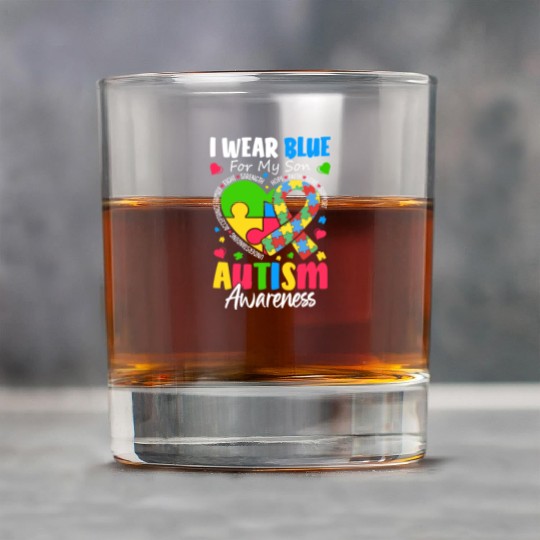 I Wear Blue For My Son Autism Awareness Mom Dad Rock Glasses