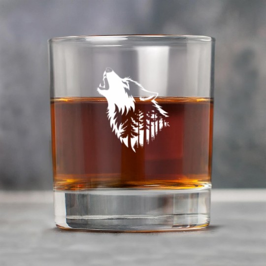 Howling Wolf & Forest Silhouette Rock Glasses