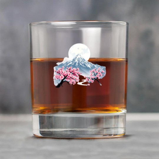 Japanese mount fuji Sakura tree Cherry blossom Rock Glasses