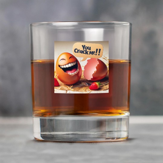 A cracked Easter egg laughing with the caption Rock Glasses