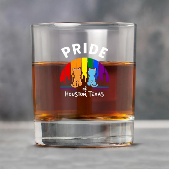 Pride of Houston City Texas USA Rainbow Flag Rock Glasses