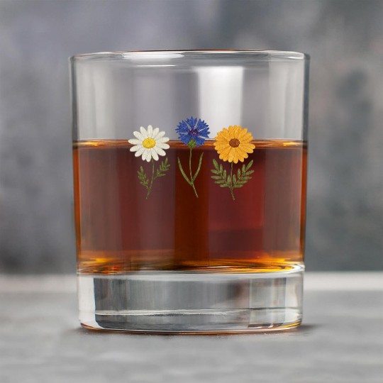 Wildflower Trio Daisy Cornflower Marigold Rock Glasses