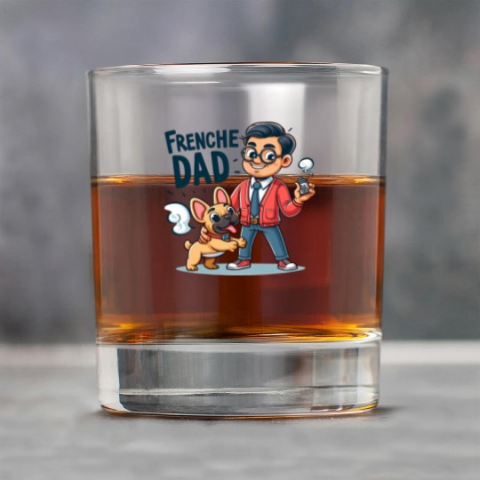 Frenchie Dad Cartoon Design Rock Glasses