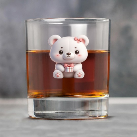 Sweet Teddy Bear and Gift Box Rock Glasses