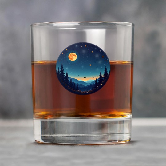 Starry Night Mountain Rock Glasses