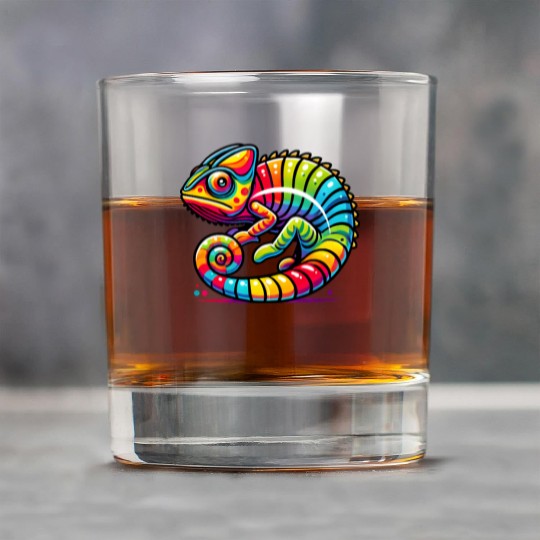 Colorful Chameleon Vibrant Rainbow Lizard Rock Glasses