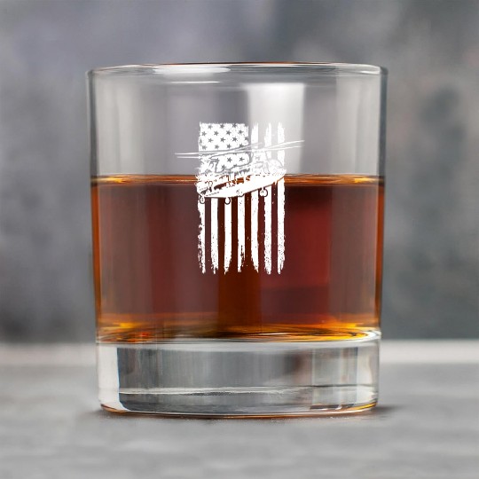 CH-47 Chinook American Flag Military Helicopter Rock Glasses
