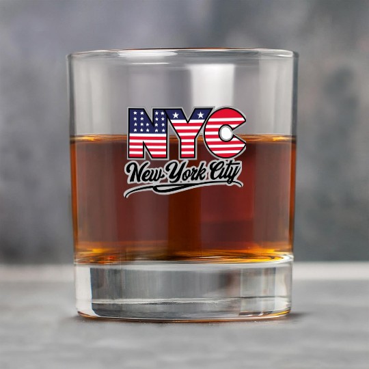 Patriotic Design Featuring NYC Text With flag Rock Glasses