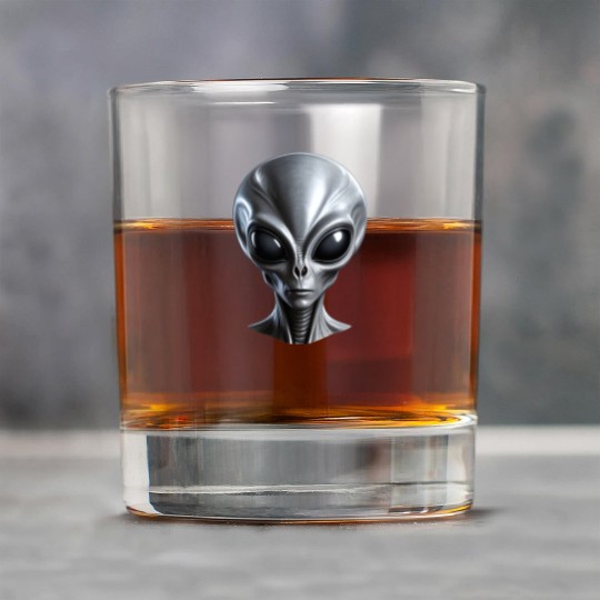 Real Grey Alien with a big head Rock Glasses