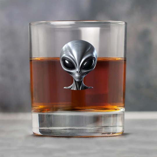 Scary Small Grey Alien Extraterrestrial Rock Glasses