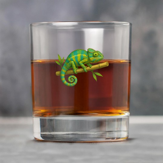 Colorful Chameleon on Bamboo Branch Rock Glasses