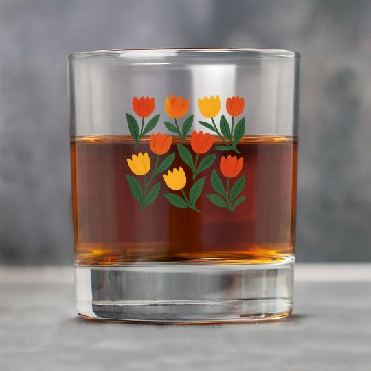 Bright Tulip Garden Pattern Rock Glasses