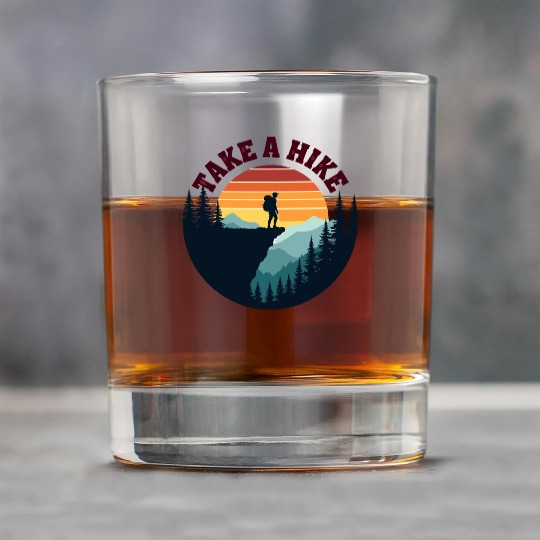 Take A Hike - Vintage Sunset Mountain Silhouette Rock Glasses