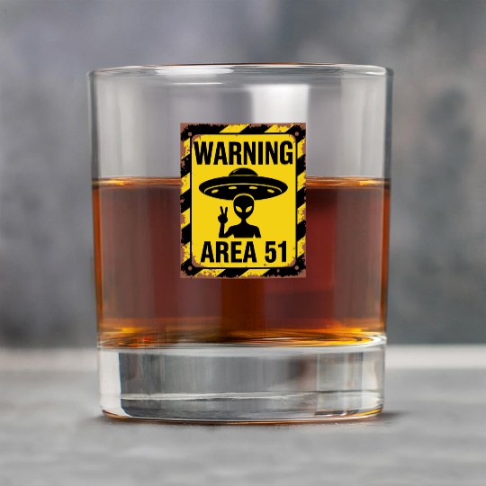 Area 51 UFO Warning - Enter at your own risk Rock Glasses