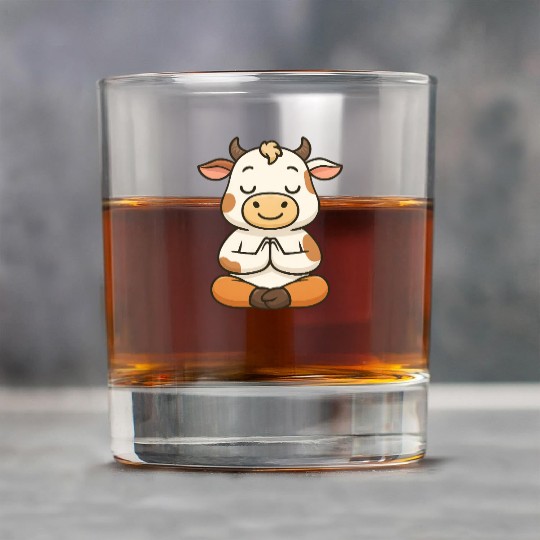 Cute cow bull yoga meditation relax chibi Rock Glasses