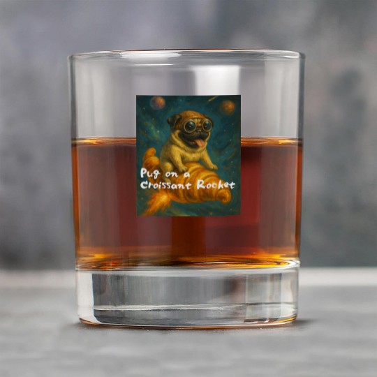 Pug on a Croissant Rocket Rock Glasses