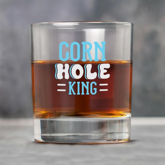Cornhole King Distressed Badge Rock Glasses