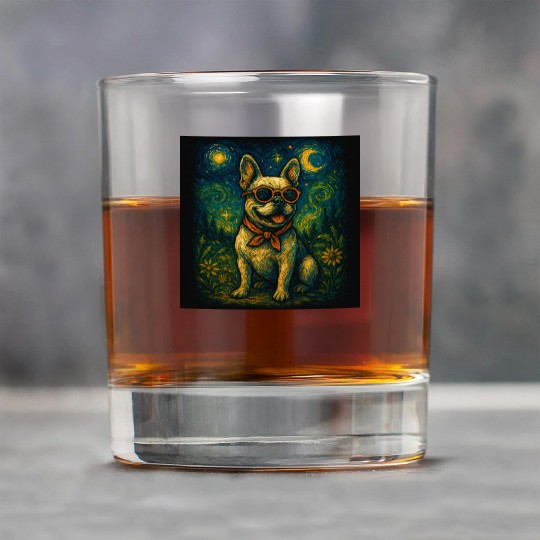 Starry Night Dog Funny Art Style Retro Glasses Pet Rock Glasses