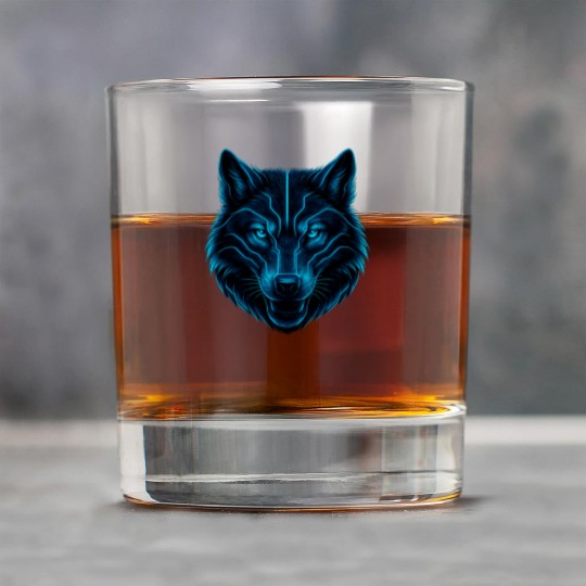 Cyber Wolf – Futuristic Neon Blue Wolf Head Rock Glasses