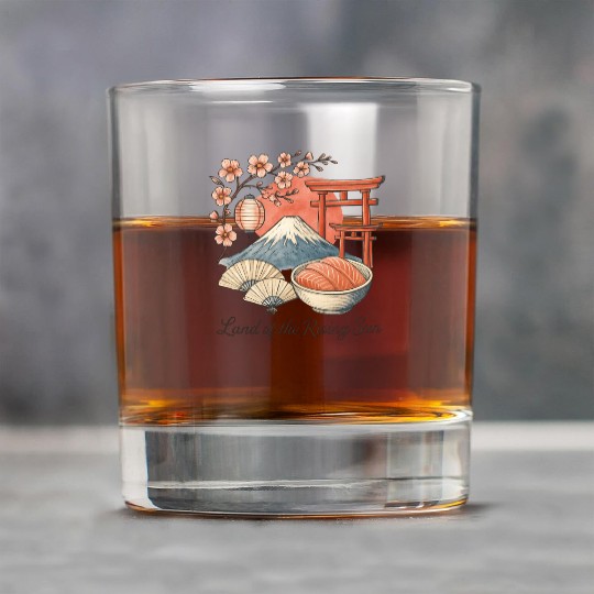 Japan Culture - Mount Fuji & Sakura Vintage Art Rock Glasses