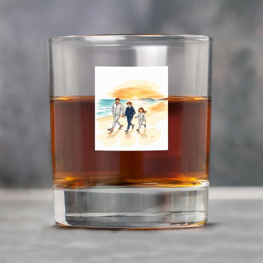 family walking along the beach. Rock Glasses