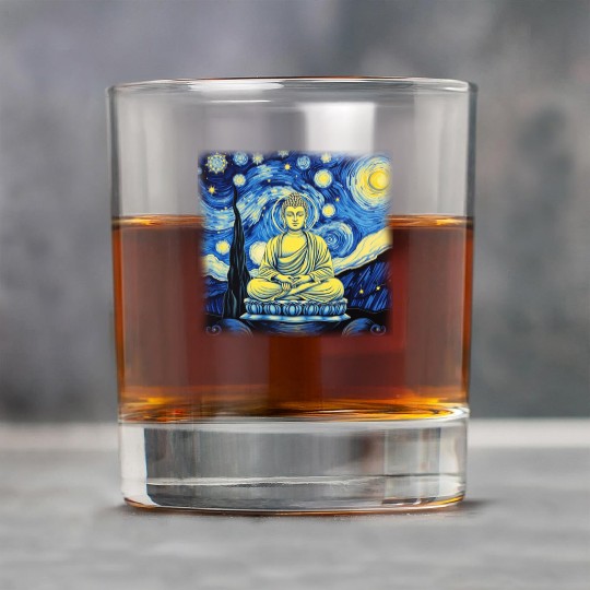 Starry Night Buddha Zen Art Inspired by Van Gogh Rock Glasses