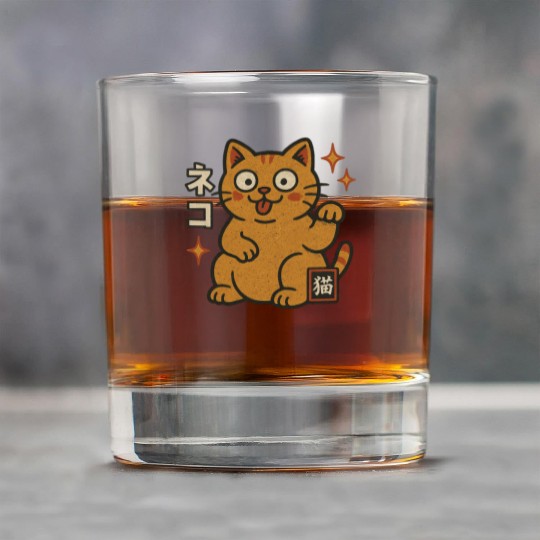 Lucky Cat Japanese Rock Glasses