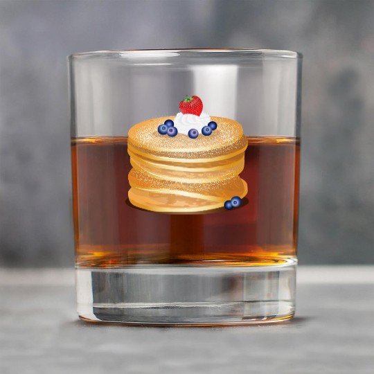 Charming pancake motif with cream and berries Rock Glasses