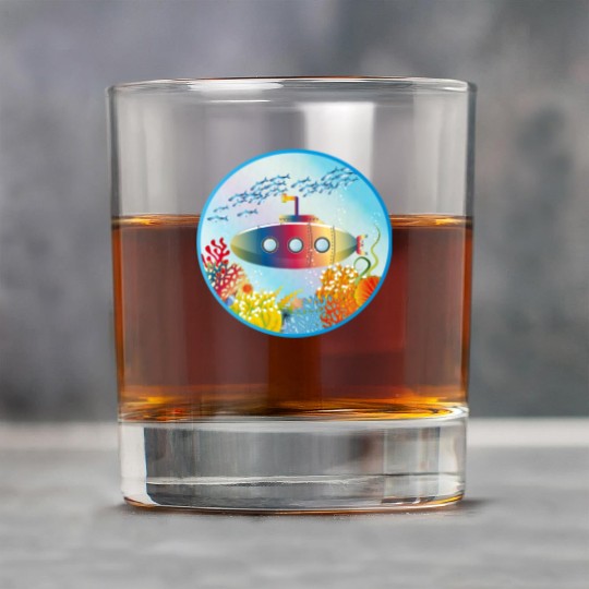 Colorful Submarine in a Tropical Coral Reef Rock Glasses