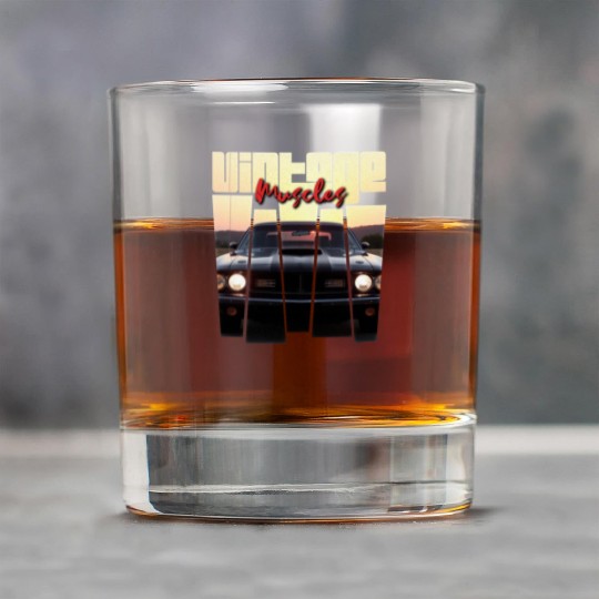 Vintage Muscle Car Sunset Poster Retro American Rock Glasses