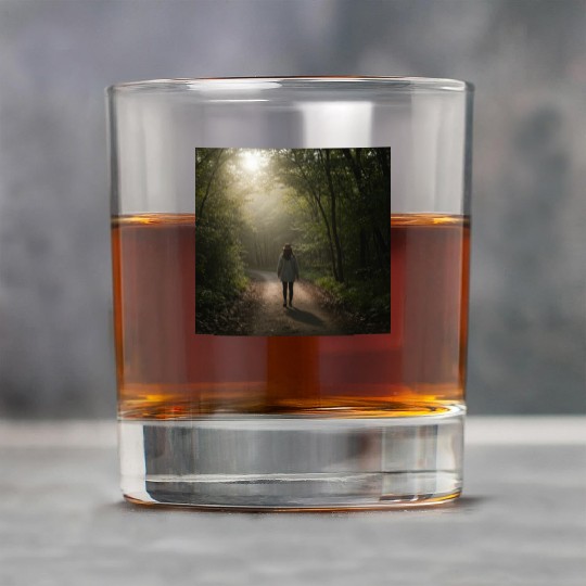 Enchanted Forest Path Illustration Rock Glasses
