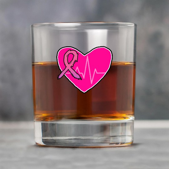 Breast Cancer Awareness Heart Design Rock Glasses