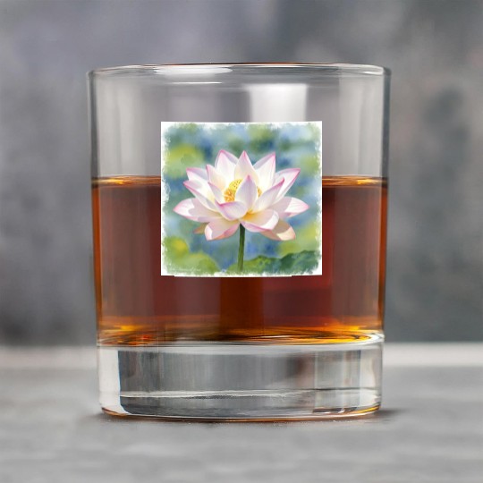 Serene Water Lily Floral Print Rock Glasses