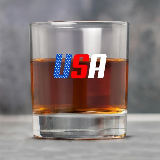 Stars and Stripes USA Flag Design Rock Glasses