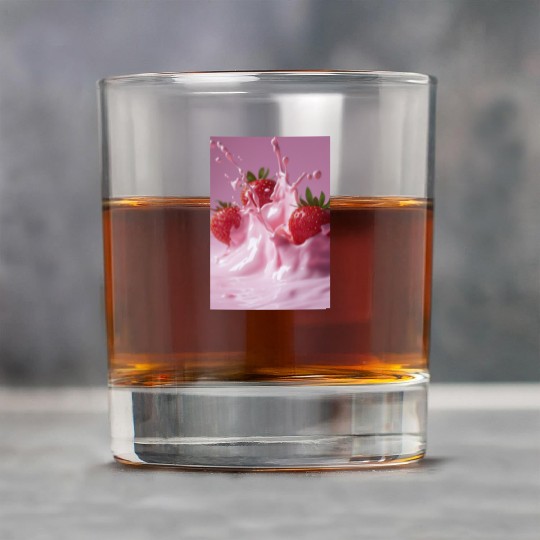 Strawberries in Pink Splash Rock Glasses