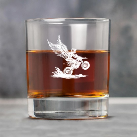 Winged Dirt Bike Rider Soaring Adventure Rock Glasses