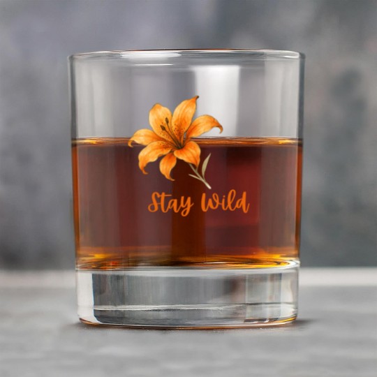 Vivid Orange Lily with Stay Wild Message Rock Glasses