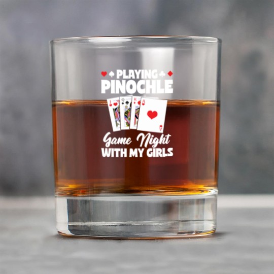 Playing Pinochle Game Night With My Girls Rock Glasses