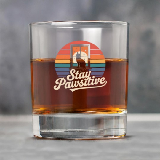 Stay Pawsitive Retro Cat Window Starry Night Rock Glasses