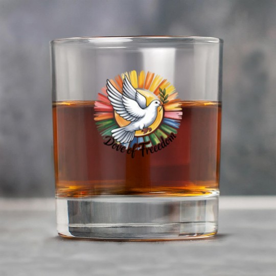 Peaceful Dove with Olive Branch Design Rock Glasses