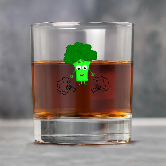 Whimsical Broccoli Character Design Rock Glasses