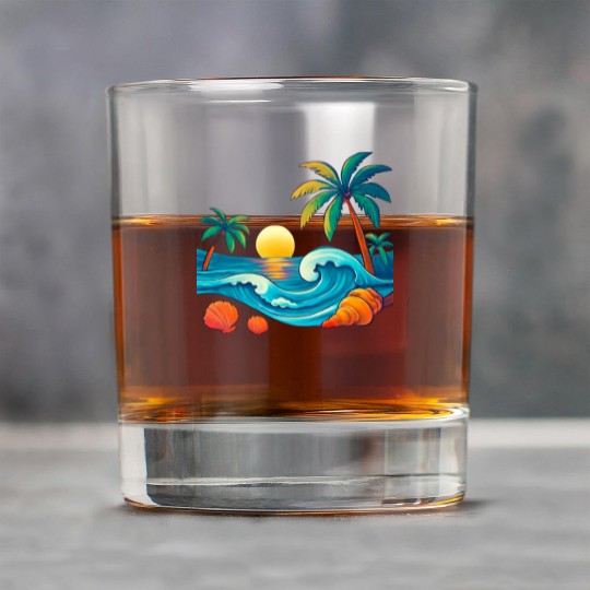 Tropical Sunset Beach Vibes Rock Glasses