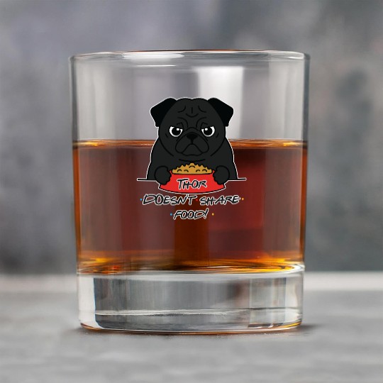 Grumpy Pug with Food Bowl Rock Glasses