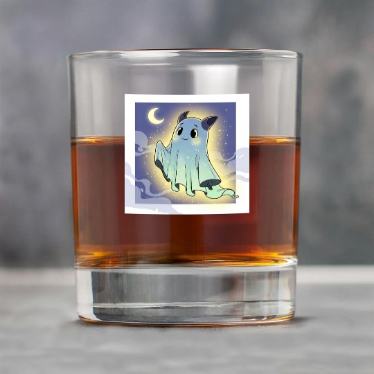 Cute Ghost Bat Under Moon Scene Rock Glasses