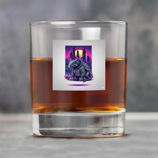 Cyberpunk Iguana with Neon Skyline Rock Glasses