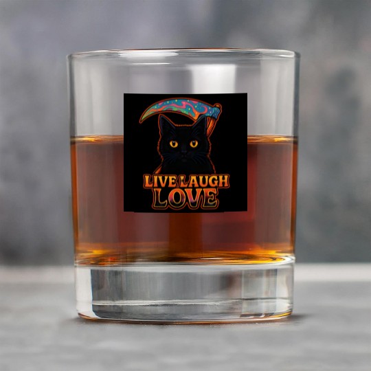 Black Cat Psychedelic Live Laugh Love Rock Glasses