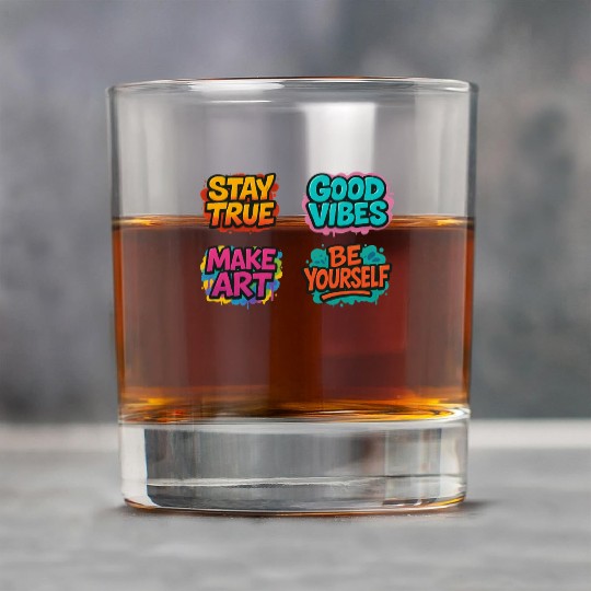 Vibrant Motivational Affirmation Designs Rock Glasses