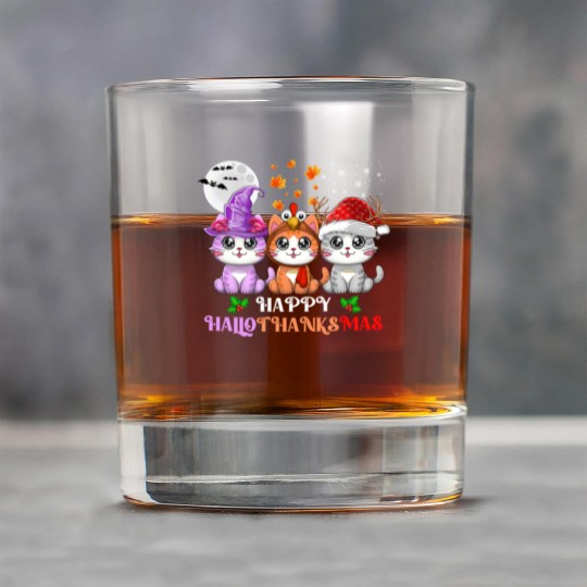 Happy HalloThanksMas Cute Cats Lover Rock Glasses
