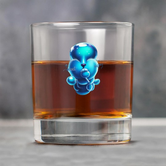 Whimsical Blue Bear with Lollipop Rock Glasses