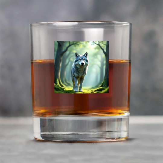 Mystic Forest Wolf Illustration Rock Glasses